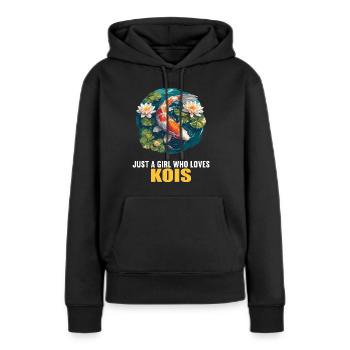 Koi Koi Carpe - Sweat à capuche Premium bio Femme - noir - Devant - Julia (174cm)