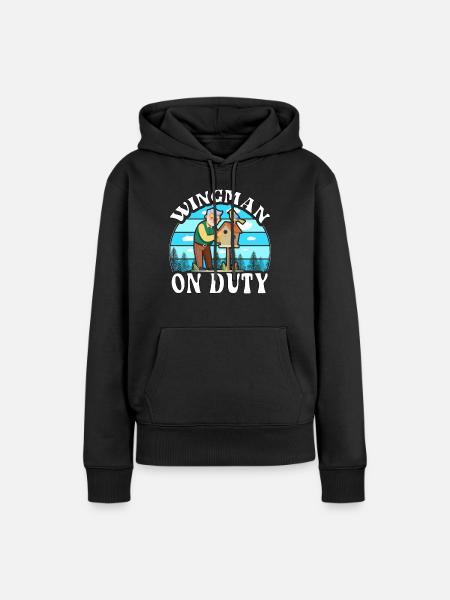 Wingman im Dienst - Frauen Premium Bio Hoodie - Schwarz