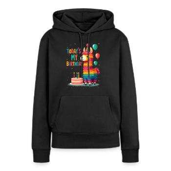 Anniversaire, Anniversaire d’enfants, Fête d’anniversaire - Sweat à capuche Premium bio Femme - noir - Devant - Julia (174cm)