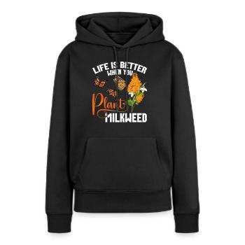Butterflies The Monarch Butterfly Milkweed Monarch - Frauen Premium Bio Hoodie - Schwarz - Vorne - Julia (174cm)