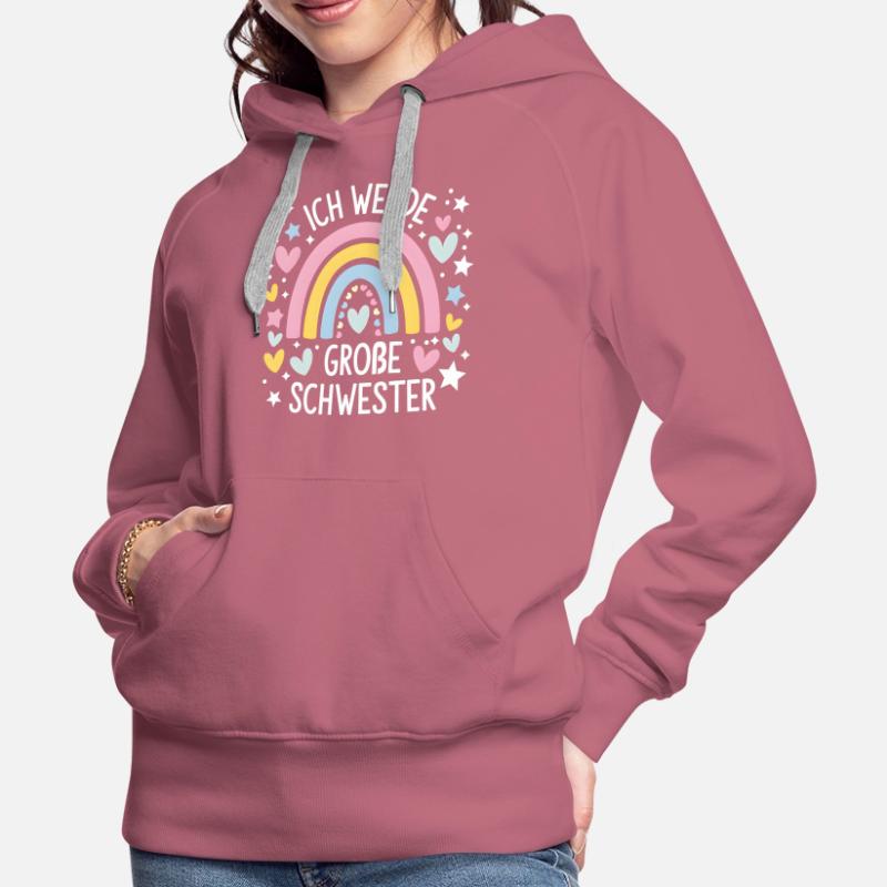 Ich Werde Große Schwester Regenbogen Boho Frauen Premium Bio Hoodie