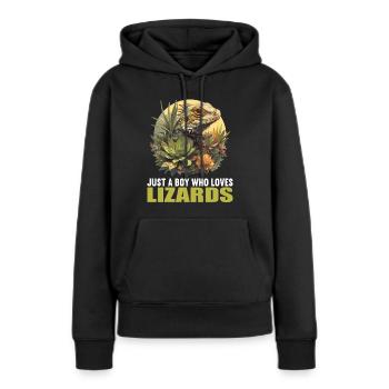 Lézards Lézard - Sweat à capuche Premium bio Femme - noir - Devant - Julia (174cm)