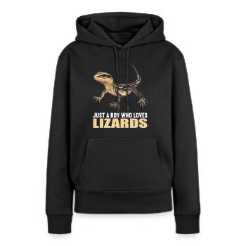 Eidechsen Eidechse - Frauen Premium Bio Hoodie - Schwarz - Vorne - Julia (174cm)