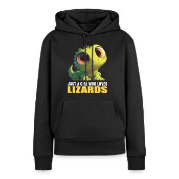 Lézards Lézard - Sweat à capuche Premium bio Femme - noir - Devant - Julia (174cm)