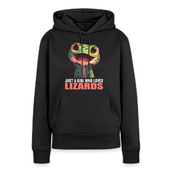 Lézards Lézard - Sweat à capuche Premium bio Femme - noir - Devant - Julia (174cm)