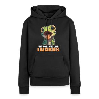 Lézards Lézard - Sweat à capuche Premium bio Femme - noir - Devant - Julia (174cm)