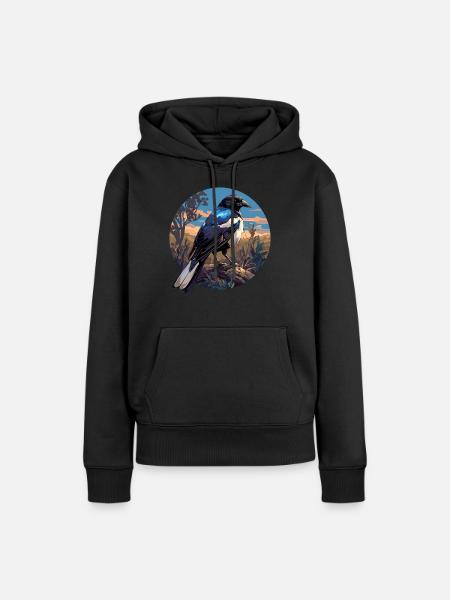 Elstern Elster - Frauen Premium Bio Hoodie - Schwarz