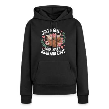 Just a Girl Who Loves Highland Cows - Frauen Premium Bio Hoodie - Schwarz - Vorne - Julia (174cm)