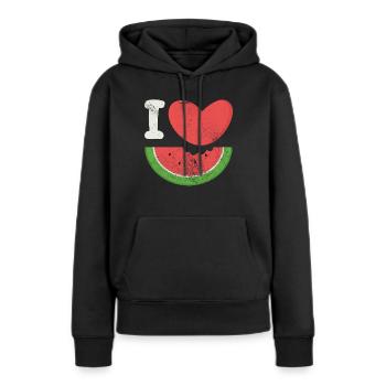Wassermelone - Frauen Premium Bio Hoodie - Schwarz - Vorne - Julia (174cm)
