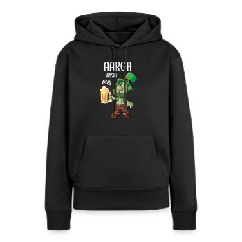 Pub irlandais Aargh Patricks Day - Sweat à capuche Premium bio Femme - noir - Devant - Julia (174cm)