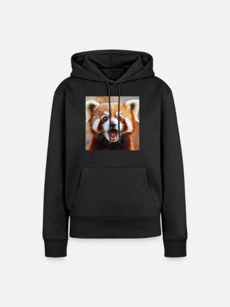 Roter Panda - Frauen Premium Bio Hoodie - Schwarz