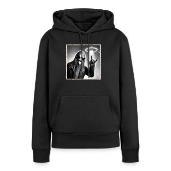 Rock, Rocker, Musique rock, Heavy metal, Rock Hand - Sweat à capuche Premium bio Femme - noir - Devant - Julia (174cm)