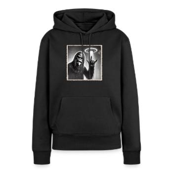 Rock, Rocker, Musique rock, Heavy metal, Rock Hand - Sweat à capuche Premium bio Femme - noir - Devant - Julia (174cm)