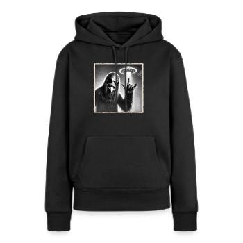 Rock, Rocker, Musique rock, Heavy metal, Rock Hand - Sweat à capuche Premium bio Femme - noir - Devant - Julia (174cm)