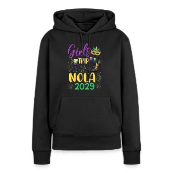 Voyage entre filles NOLA 2029 - Sweat à capuche Premium bio Femme - noir - Devant - Julia (174cm)