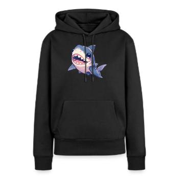 Haie Hai - Frauen Premium Bio Hoodie - Schwarz - Vorne - Julia (174cm)