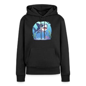 Haie Hai - Frauen Premium Bio Hoodie - Schwarz - Vorne - Julia (174cm)