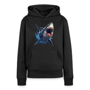 Haie Hai - Frauen Premium Bio Hoodie - Schwarz - Vorne - Julia (174cm)