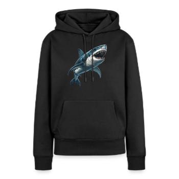 Haie Hai - Frauen Premium Bio Hoodie - Schwarz - Vorne - Julia (174cm)