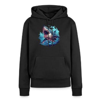 Haie Hai - Frauen Premium Bio Hoodie - Schwarz - Vorne - Julia (174cm)