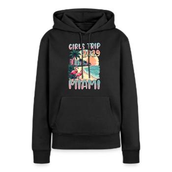 Voyage entre filles Miami 2029 - Sweat à capuche Premium bio Femme - noir - Devant - Julia (174cm)
