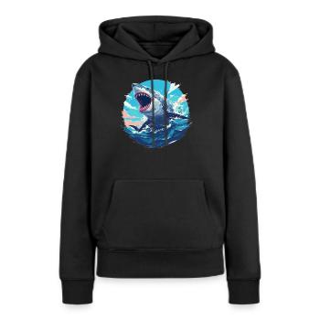 Haie Hai - Frauen Premium Bio Hoodie - Schwarz - Vorne - Julia (174cm)