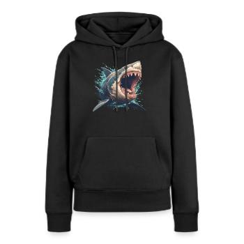 Haie Hai - Frauen Premium Bio Hoodie - Schwarz - Vorne - Julia (174cm)
