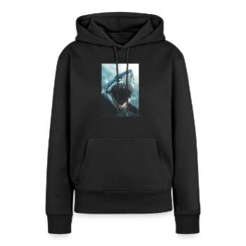 Haie Hai - Frauen Premium Bio Hoodie - Schwarz - Vorne - Julia (174cm)