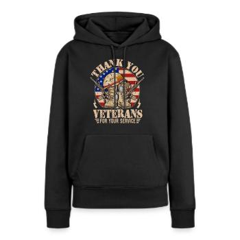 Vielen Dank an die Veteranen für Ihren Dienst - Frauen Premium Bio Hoodie - Schwarz - Vorne - Julia (174cm)