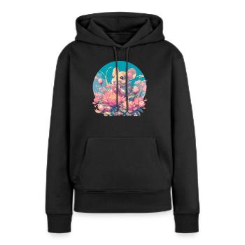 Souris Souris - Sweat à capuche Premium bio Femme - noir - Devant - Julia (174cm)