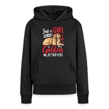 Just A Girl Who Loves Golden Retrievers - Frauen Premium Bio Hoodie - Schwarz - Vorne - Julia (174cm)