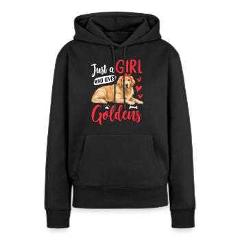 Just A Girl Who Loves Goldens - Frauen Premium Bio Hoodie - Schwarz - Vorne - Julia (174cm)