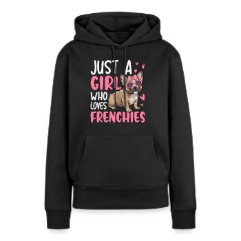 Juste une fille qui aime les Frenchies - Sweat à capuche Premium bio Femme - noir - Devant - Julia (174cm)