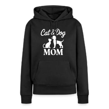 Katze und Hund Spruch Lustiges Haustier Geschenk - Frauen Premium Bio Hoodie - Schwarz - Vorne - Julia (174cm)