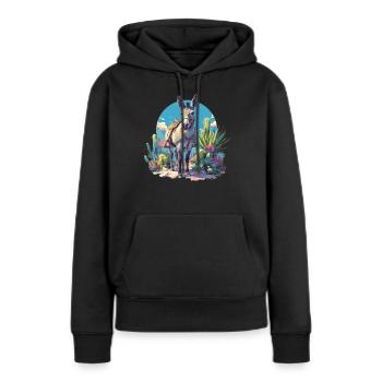 Maultiere Maultier - Frauen Premium Bio Hoodie - Schwarz - Vorne - Julia (174cm)