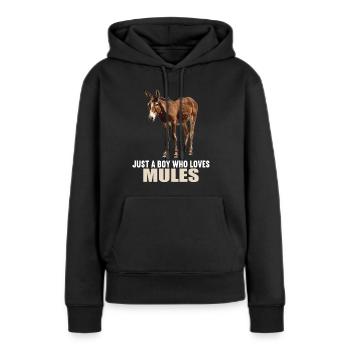 Maultiere Maultier - Frauen Premium Bio Hoodie - Schwarz - Vorne - Julia (174cm)