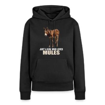 Maultiere Maultier - Frauen Premium Bio Hoodie - Schwarz - Vorne - Julia (174cm)