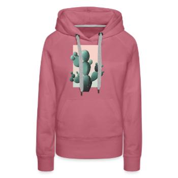Kaktus - Frauen Premium Bio Hoodie - Malve - Vorne - Isabella (175cm)
