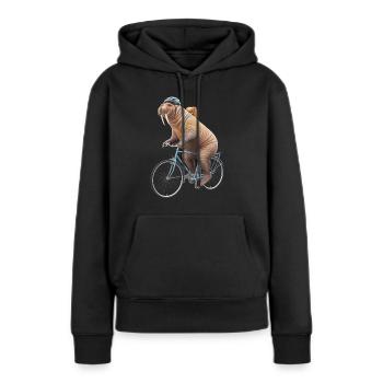 Walross - Frauen Premium Bio Hoodie - Schwarz - Vorne - Julia (174cm)