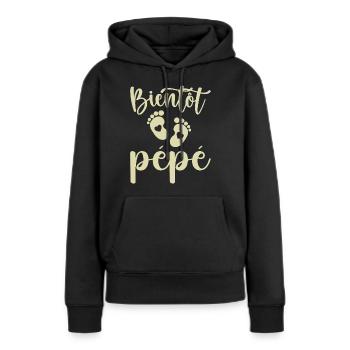 Bientôt pépé - Sweat à capuche Premium bio Femme - noir - Devant - Julia (174cm)
