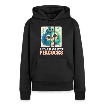 Paons Paon - Sweat à capuche Premium bio Femme - noir - Devant - Julia (174cm)
