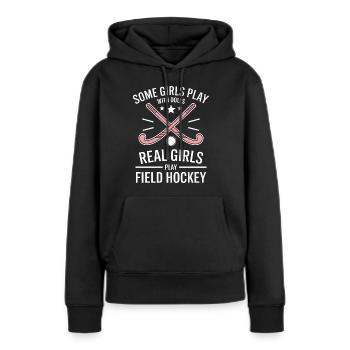 Feldhockey Spruch Sport Lustig Feldhockey Geschenk - Frauen Premium Bio Hoodie - Schwarz - Vorne - Julia (174cm)