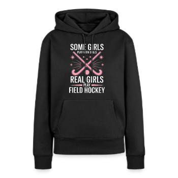 Feldhockey Spruch Sport Lustig Feldhockey Geschenk - Frauen Premium Bio Hoodie - Schwarz - Vorne - Julia (174cm)