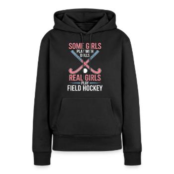 Feldhockey Spruch Sport Lustig Feldhockey Geschenk - Frauen Premium Bio Hoodie - Schwarz - Vorne - Julia (174cm)