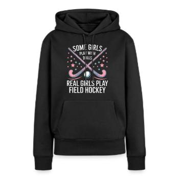 Feldhockey Spruch Sport Lustig Feldhockey Geschenk - Frauen Premium Bio Hoodie - Schwarz - Vorne - Julia (174cm)