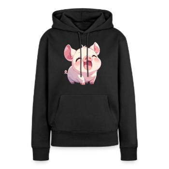Cochon Cochon - Sweat à capuche Premium bio Femme - noir - Devant - Julia (174cm)