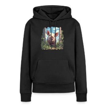 Cochon Cochon - Sweat à capuche Premium bio Femme - noir - Devant - Julia (174cm)