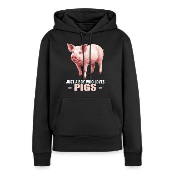 Cochon Cochon - Sweat à capuche Premium bio Femme - noir - Devant - Julia (174cm)