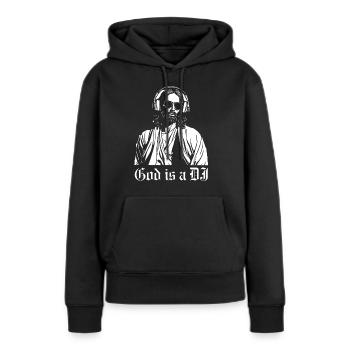 GOTT IST EIN DJ - Frauen Premium Bio Hoodie - Schwarz - Vorne - Julia (174cm)