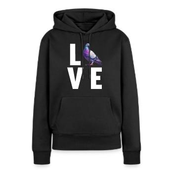 Tauben Taube - Frauen Premium Bio Hoodie - Schwarz - Vorne - Julia (174cm)